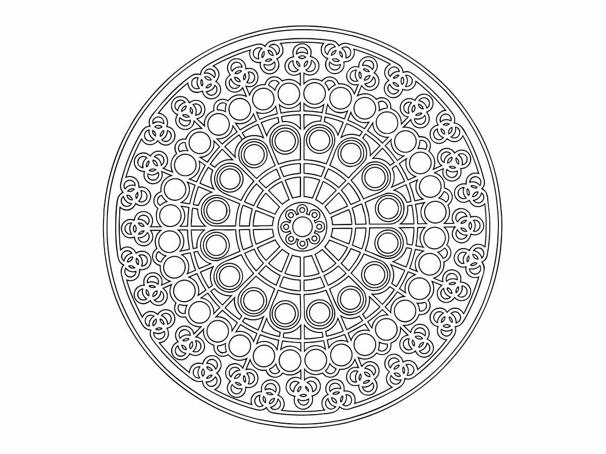 Circular Floral Mandala Coloring Page