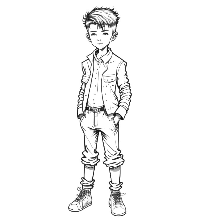 Coloring page of 12-year-old boy to print