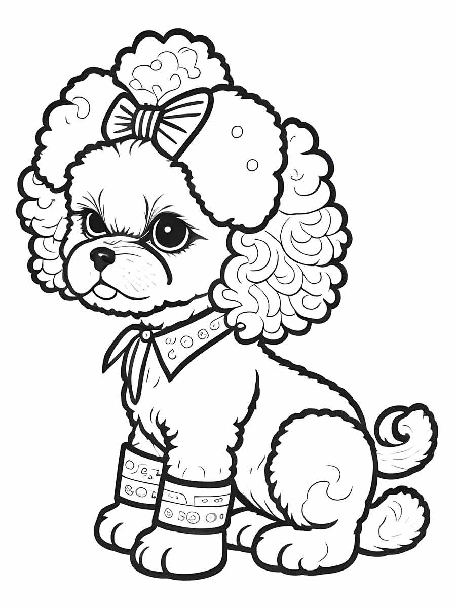 Coloring page of a small dog