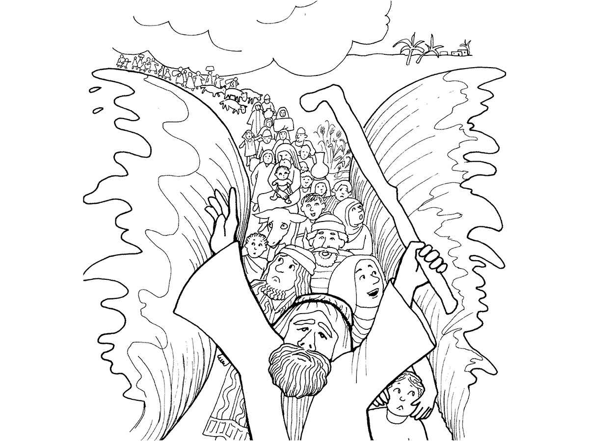 Moses Crossing the Red Sea Coloring Page