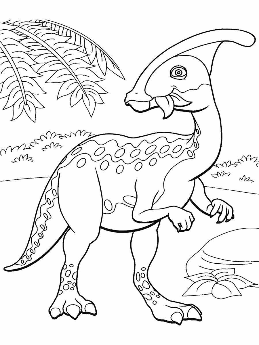 Coloring and cut-out page of a dinosaur.