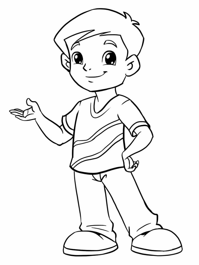 Cute boy coloring page