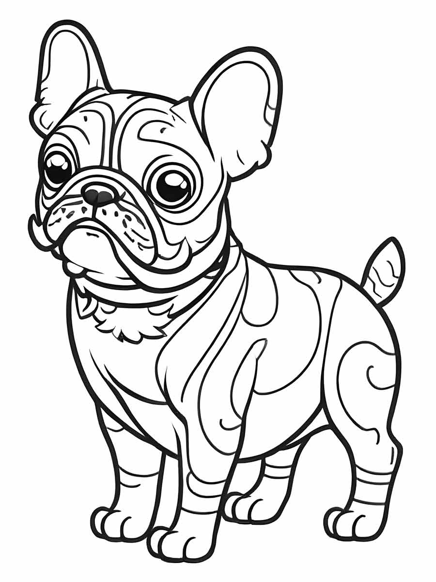 Cute bulldog coloring page