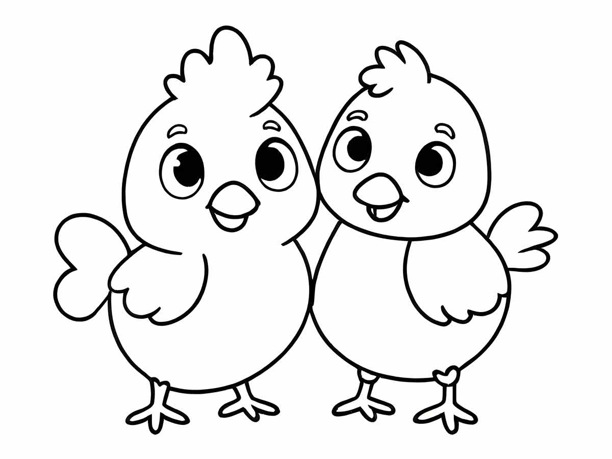 Cute Chicks Coloring Page