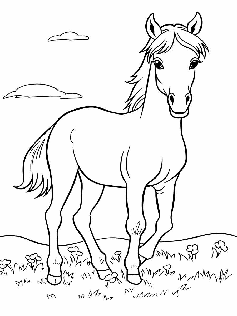 Cute Horse Coloring Page for Kids