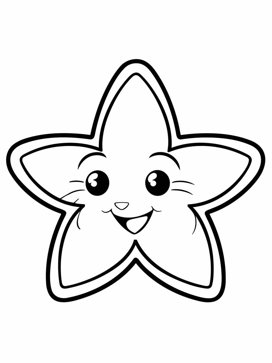 Cute star with face and eyes coloring page