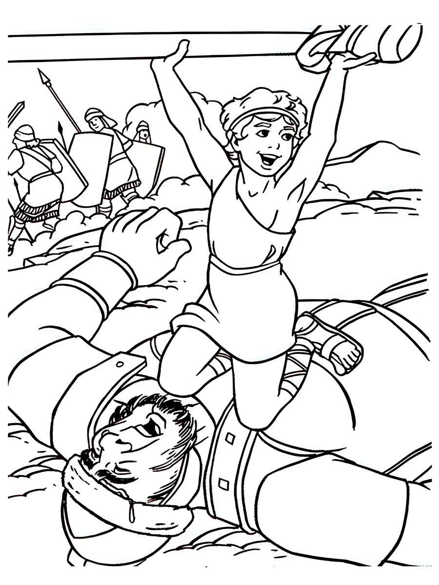 David and Goliath Coloring Page