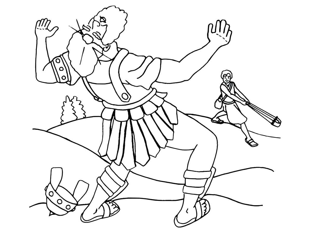 David and Goliath Coloring Page