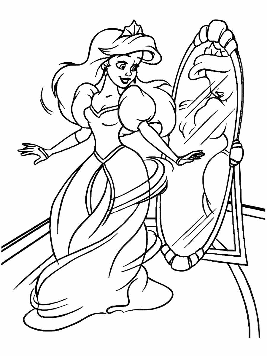 disney princess in mirror coloring page