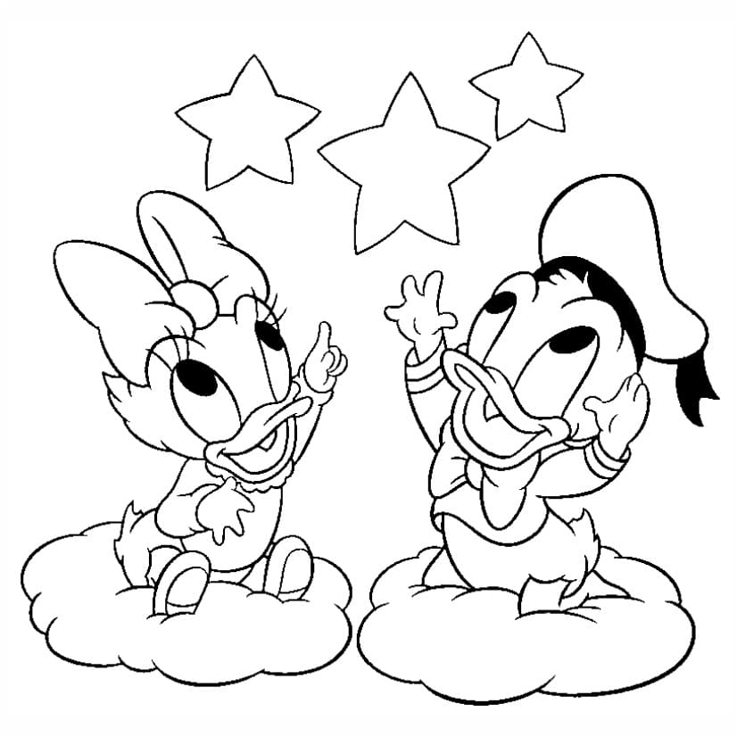 Donald and Daisy Baby Coloring Page