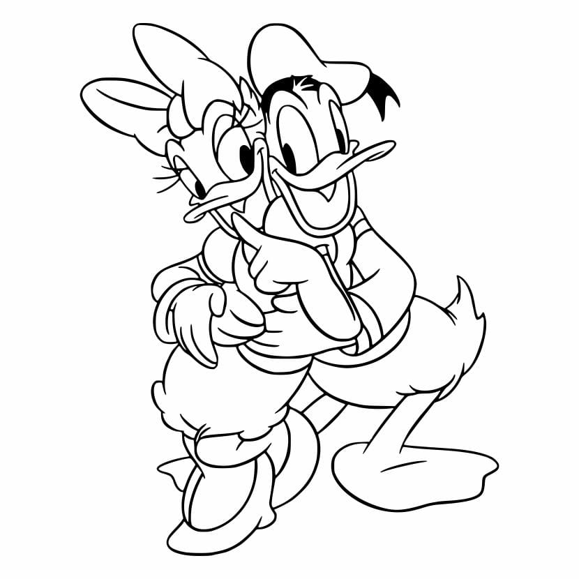 Donald and Daisy Coloring Page