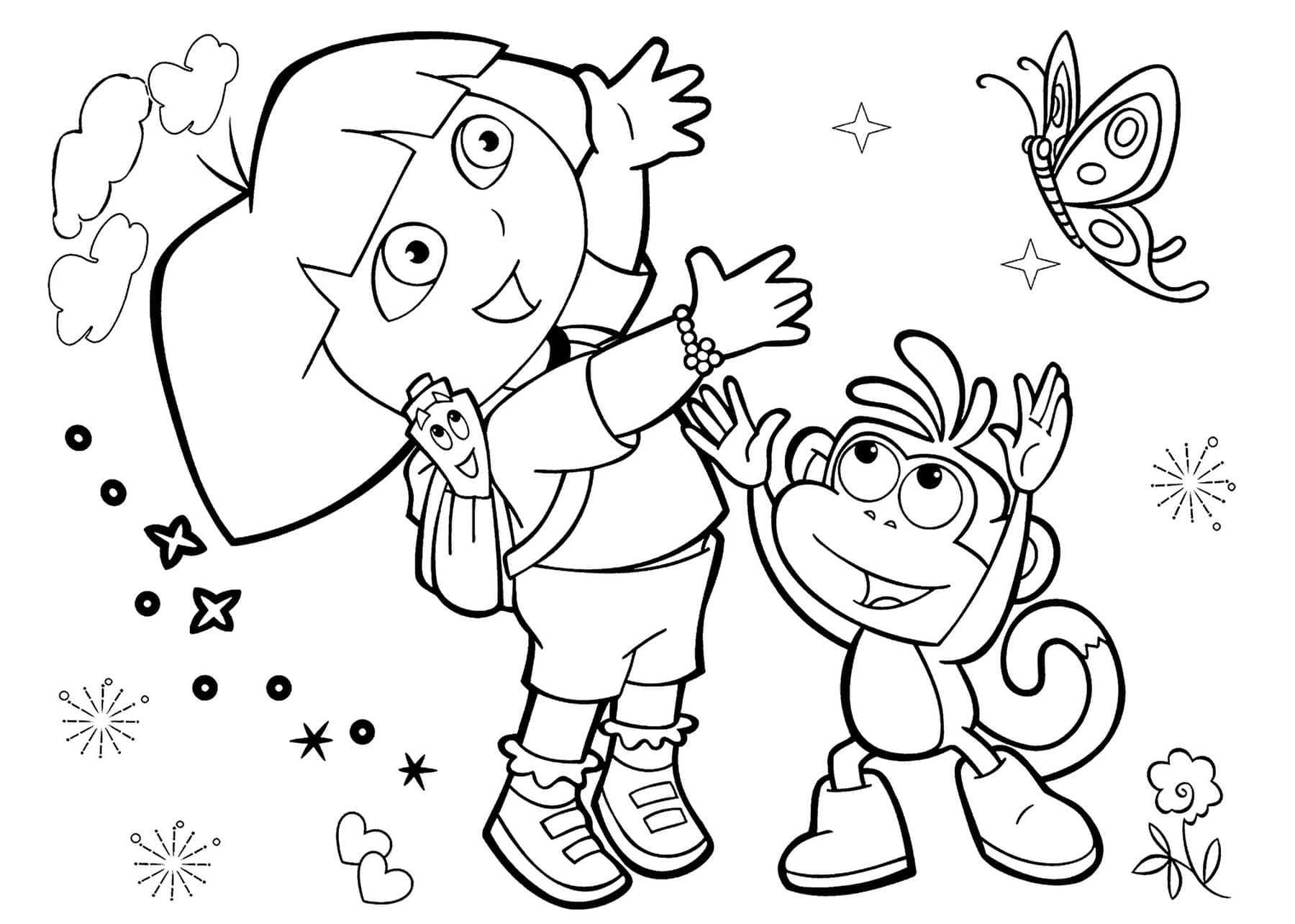 Dora the Explorer and Boots coloring pages