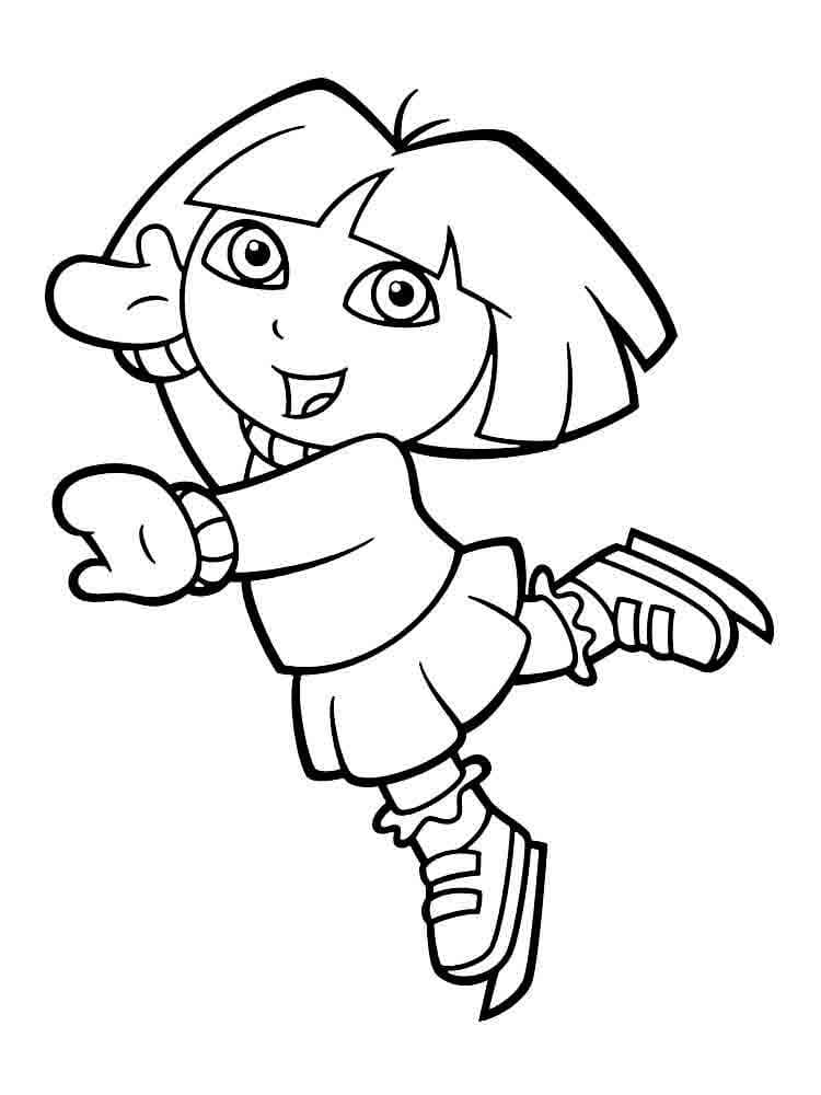 Dora the Explorer roller skating coloring pages