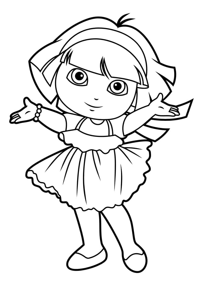 Dora the Explorer dressed as a ballerina coloring pages