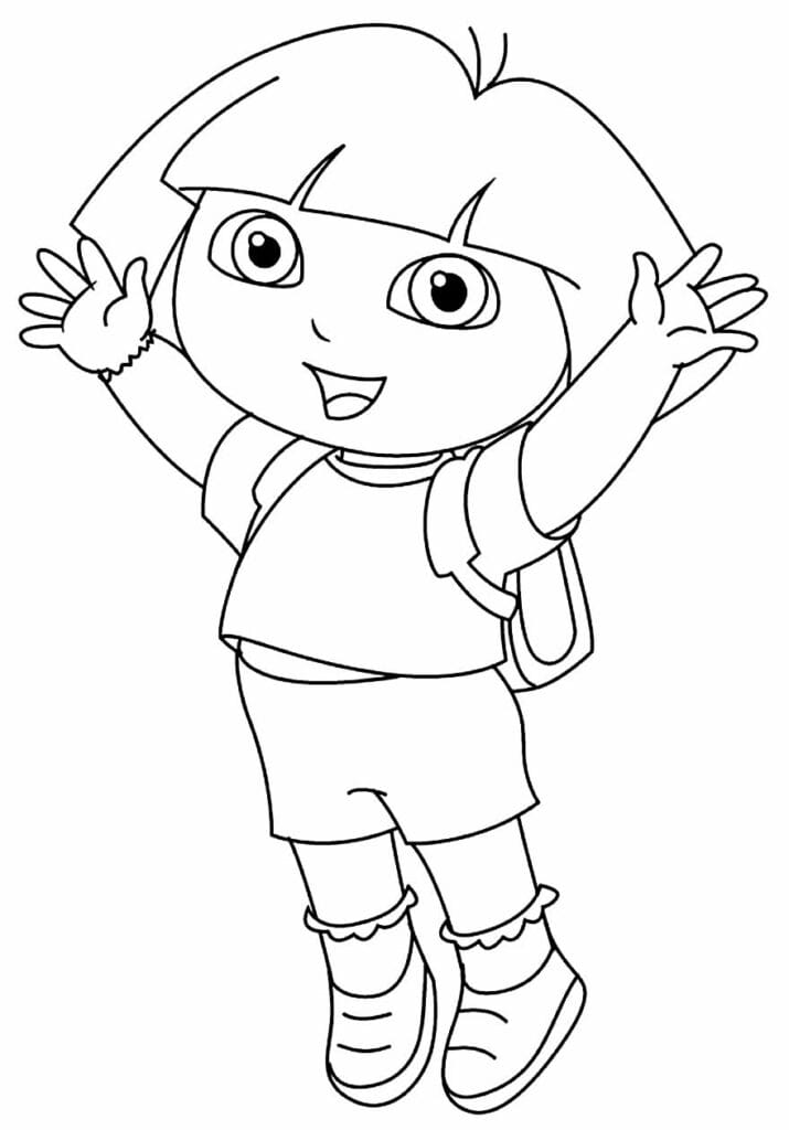 Dora the Explorer with hands up coloring pages