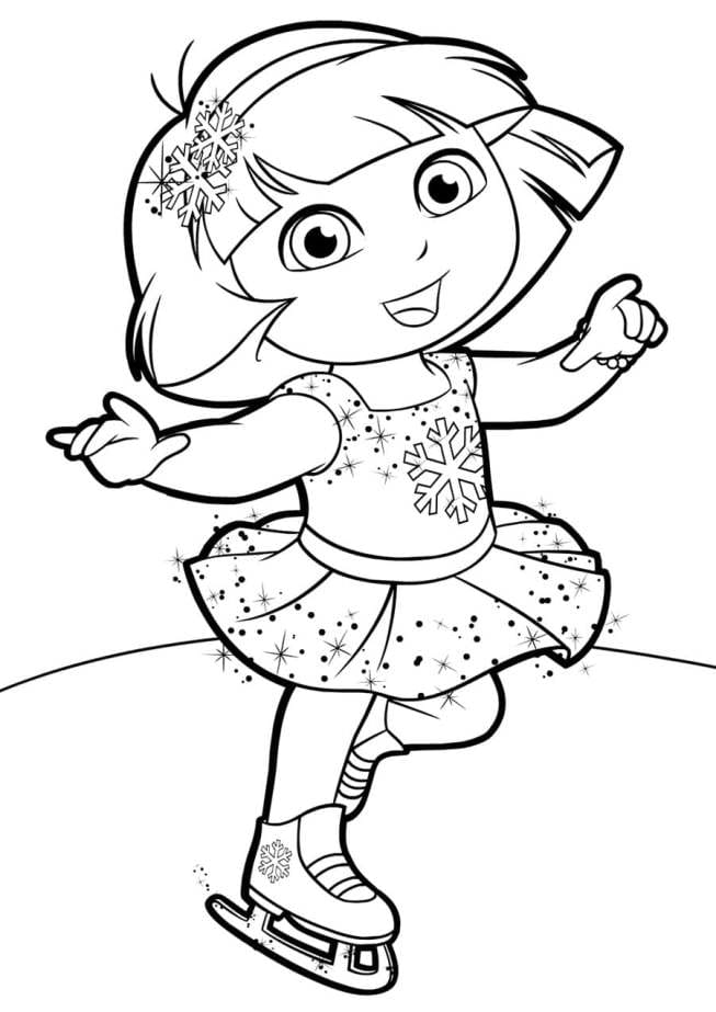 Dora the Explorer skating coloring pages