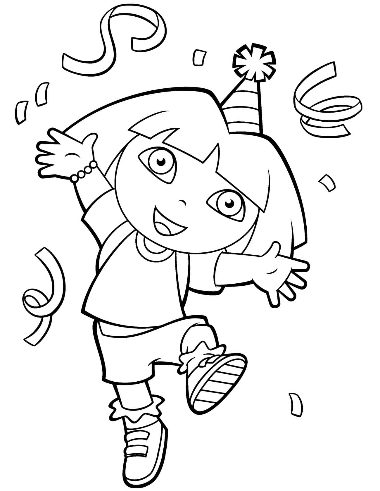 Dora the Explorer's birthday coloring pages