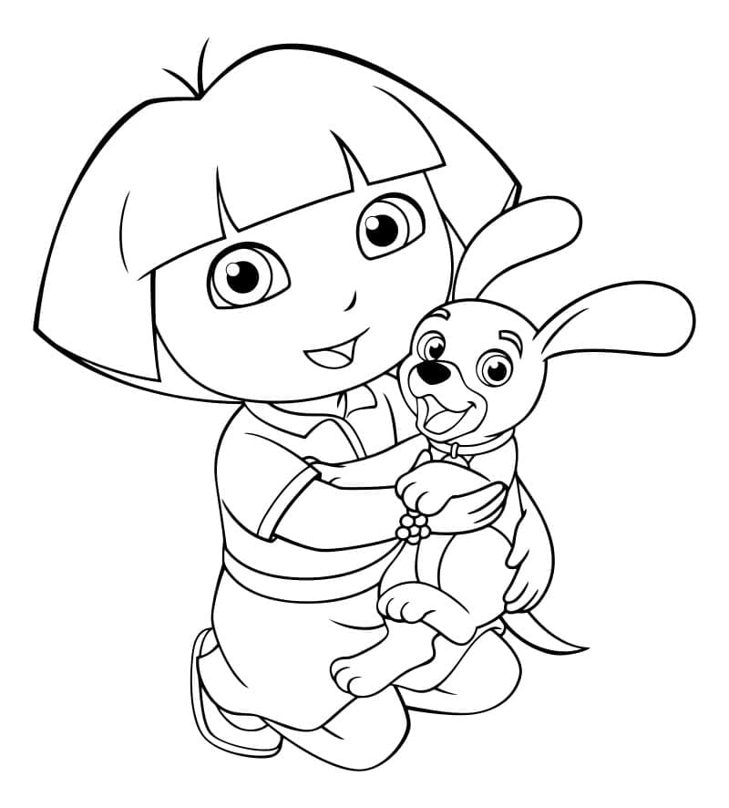 Dora the Explorer with Perrito coloring pages