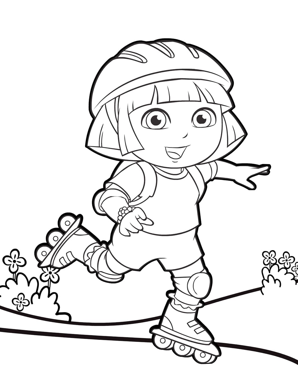 Dora the Explorer roller skating coloring pages