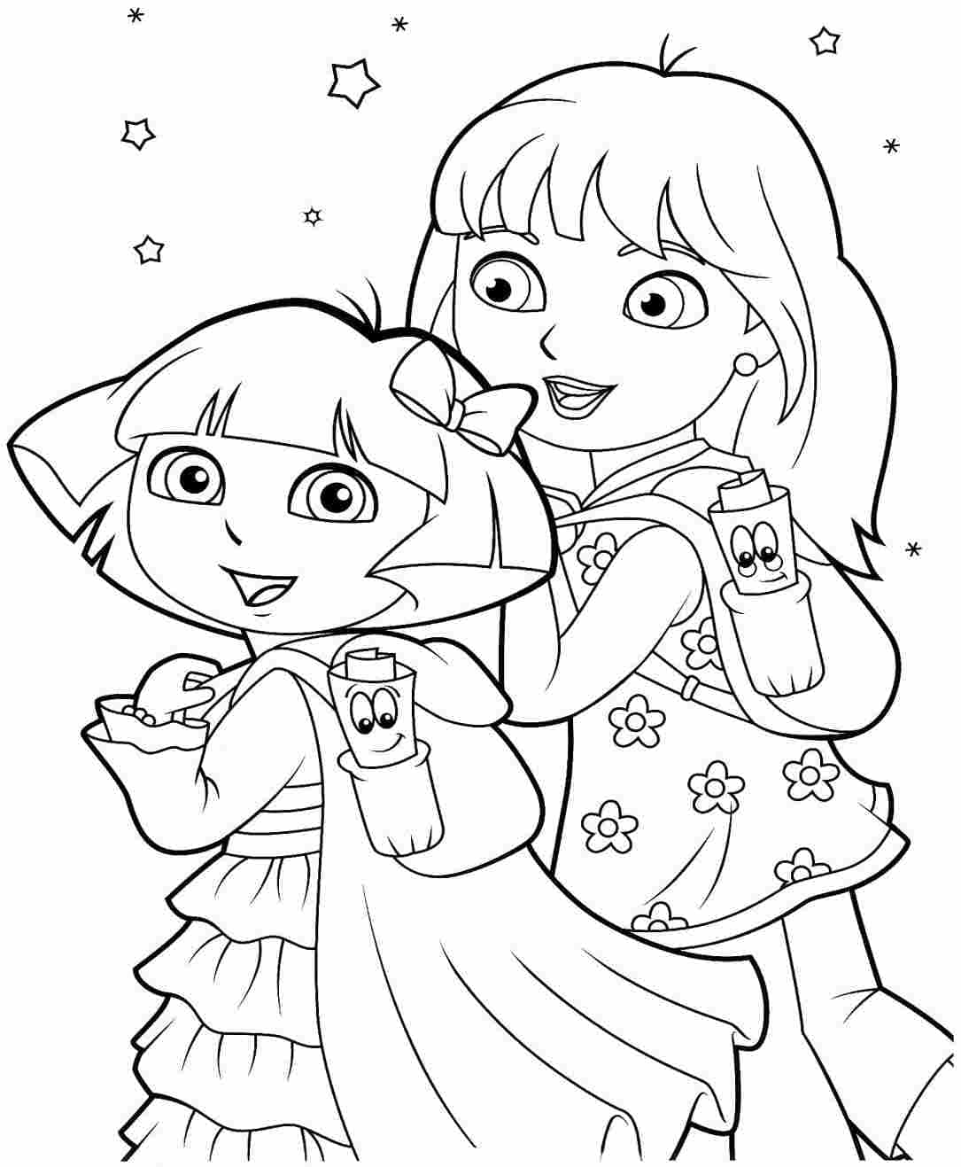 Dora the Explorer and Kate coloring pages