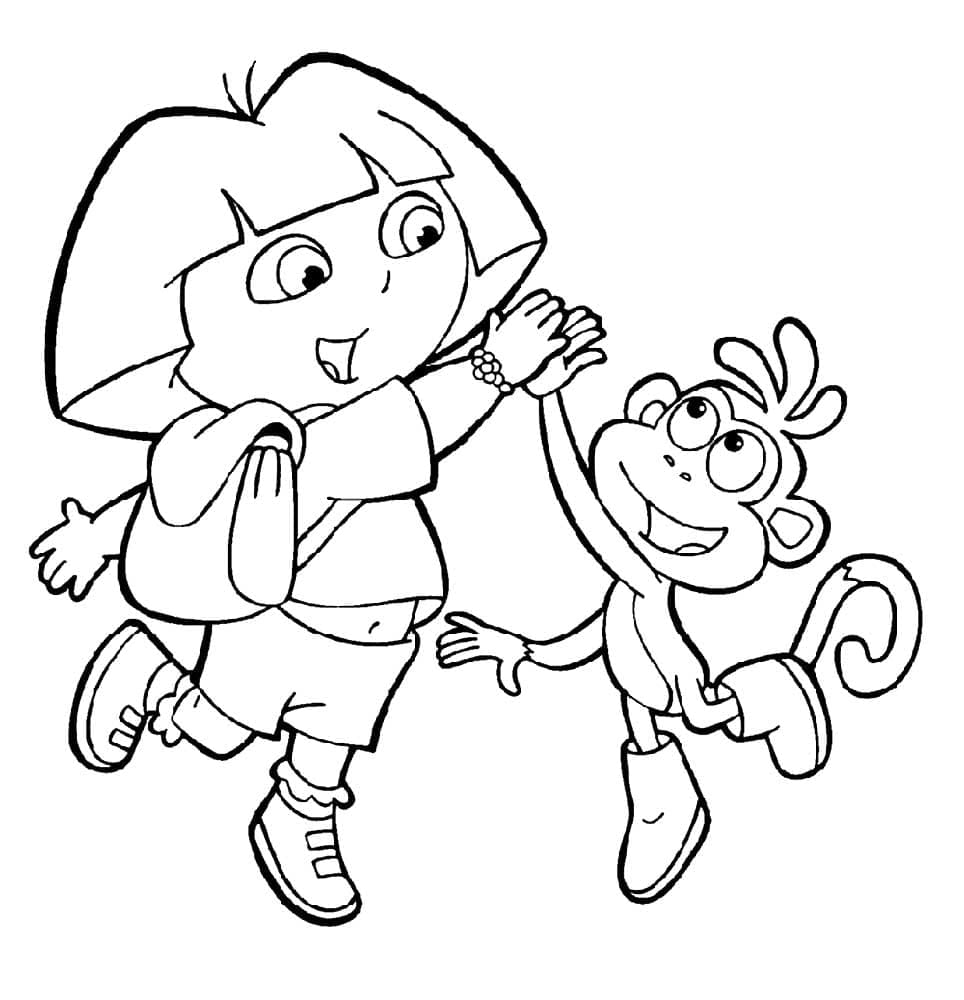 Dora the Explorer and Boots coloring pages