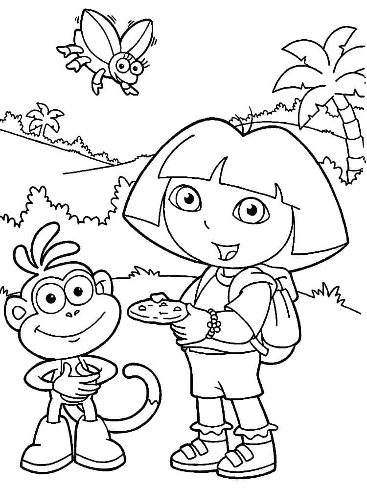 Dora the Explorer, and Boots coloring pages