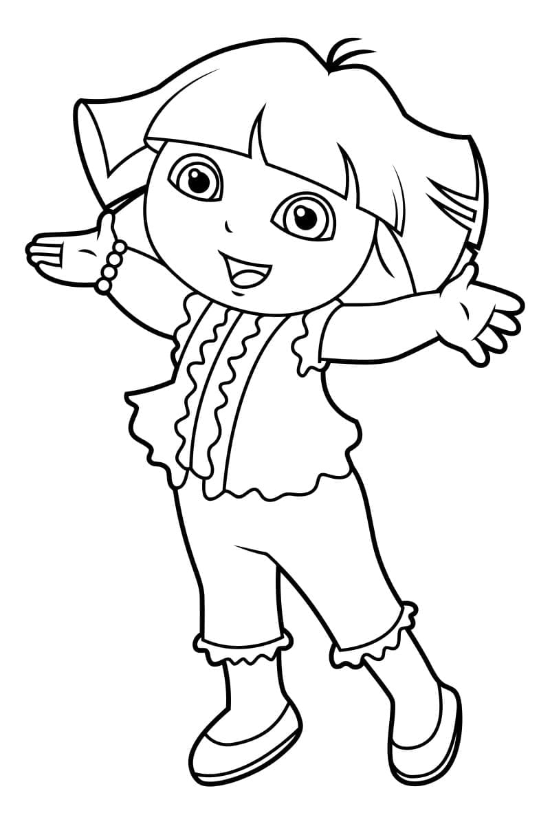 Dora the Explorer with open arms coloring pages