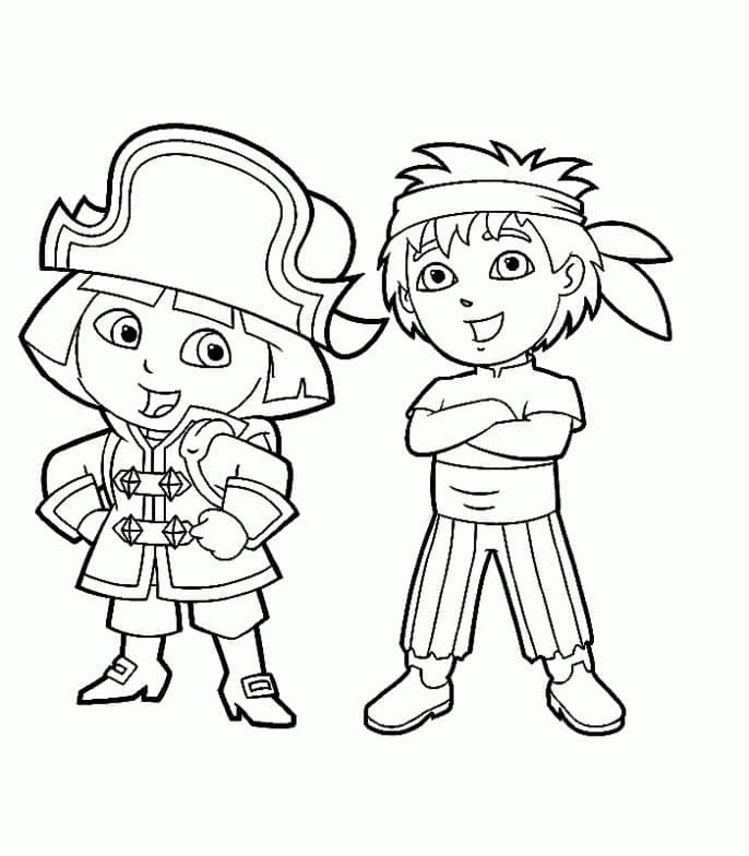 Dora the Explorer and Diego Márquez coloring pages