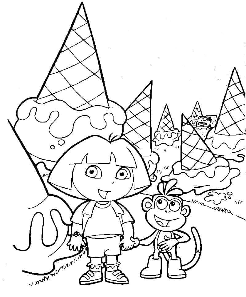 Dora the Explorer and Boots coloring pages