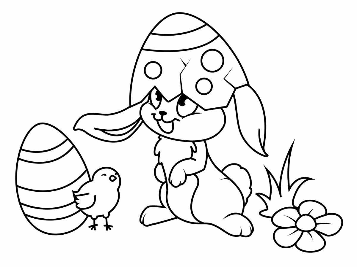 Easter Bunny coloring page to print.