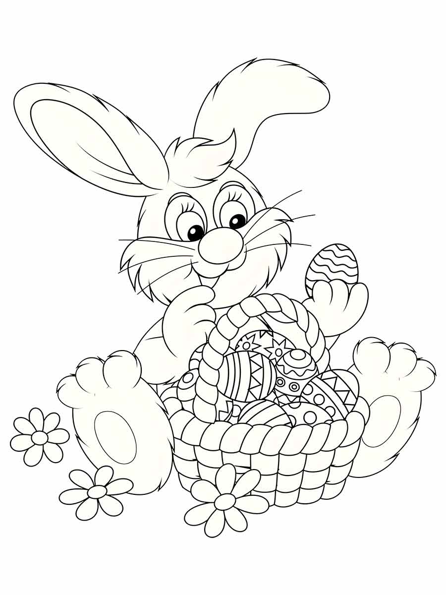 Easter Bunny with a basket of eggs.