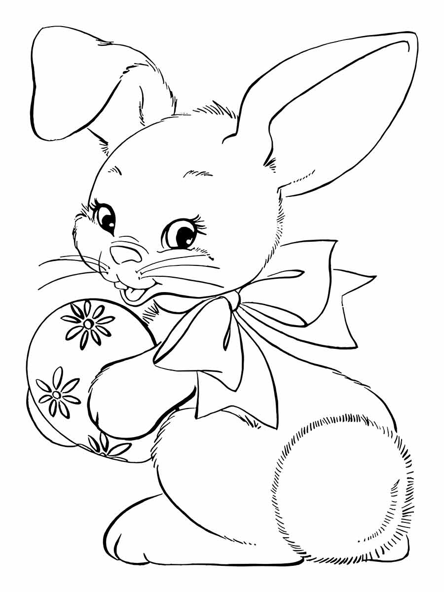 Easter Bunny coloring page to print and paint.