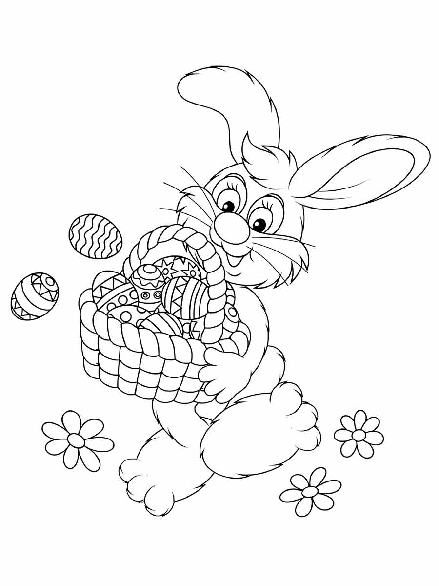 Easter Bunny with a basket of eggs.