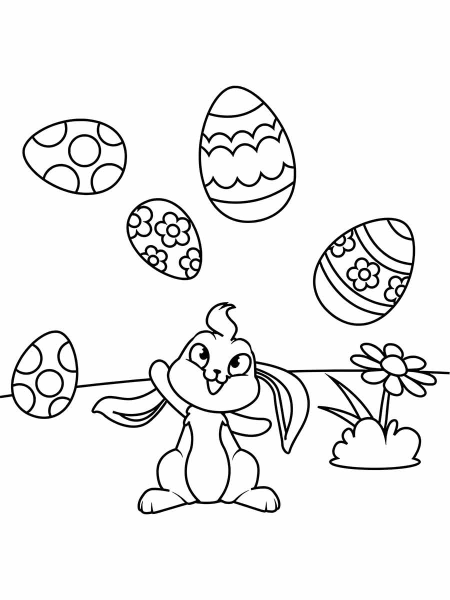 Easter Bunny with decorative eggs.