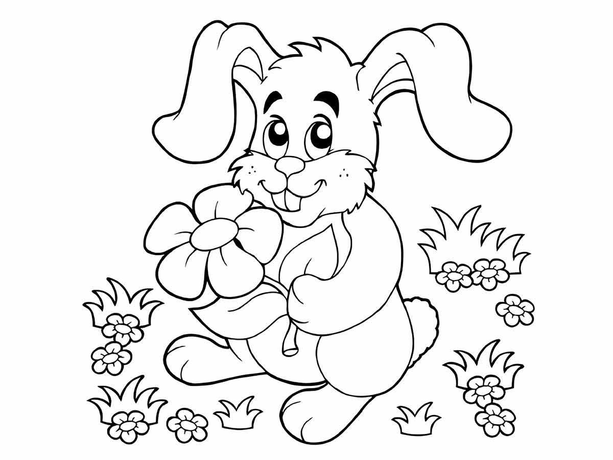 Easter Bunny in a flower field