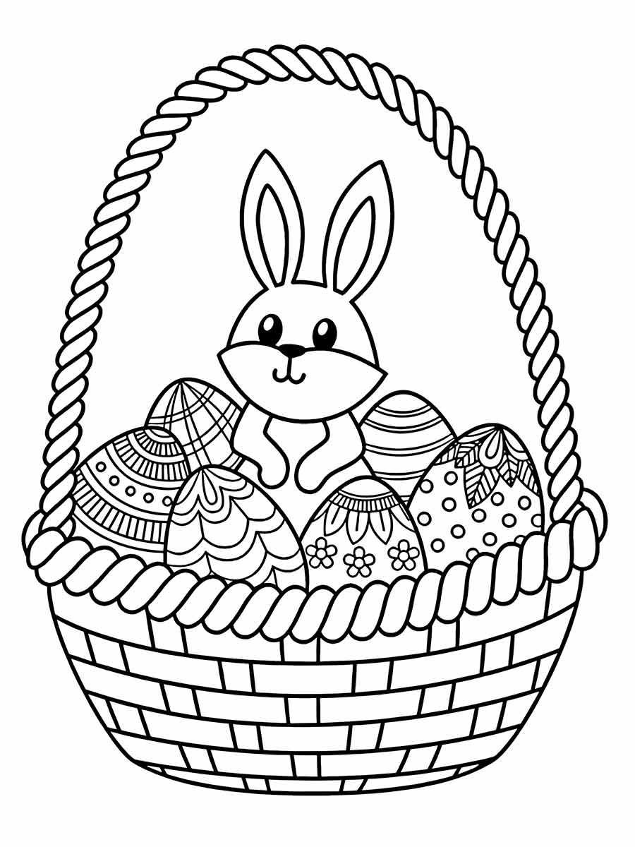 Easter Bunny inside an egg basket