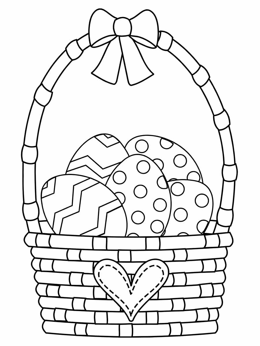 Easter eggs in a basket to color