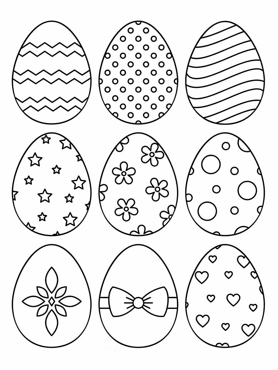 9 Easter eggs to color and print