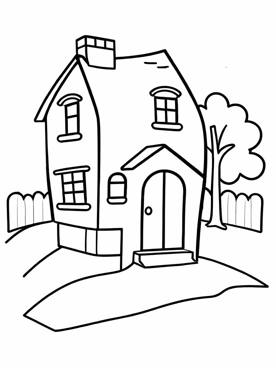 Easy House Coloring Page