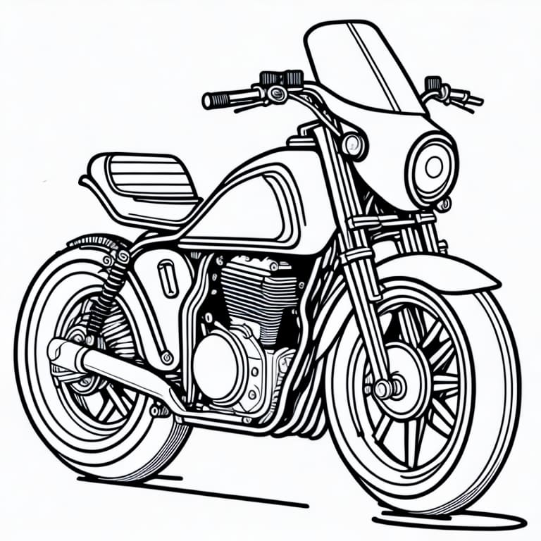 Easy motorcycle coloring page, perfect for younger kids.