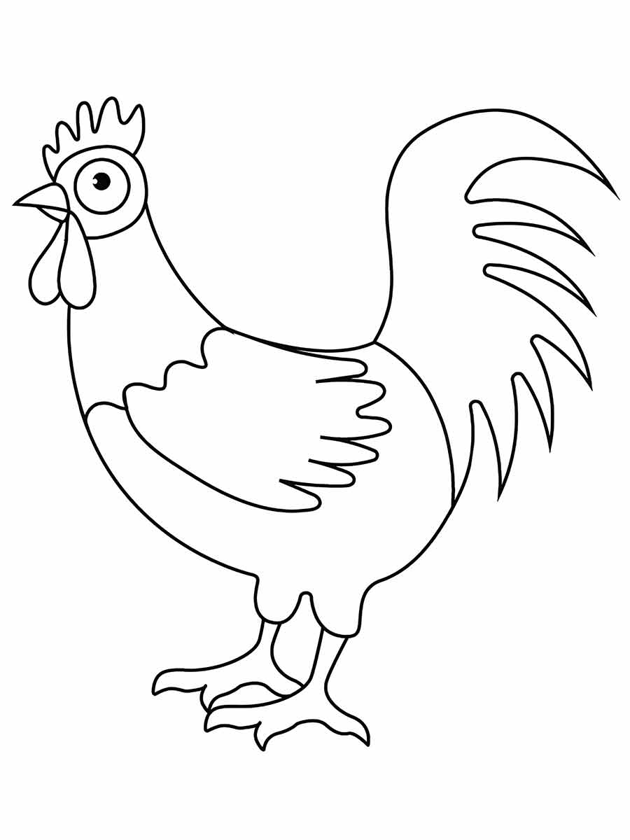 Easy Rooster Coloring Page