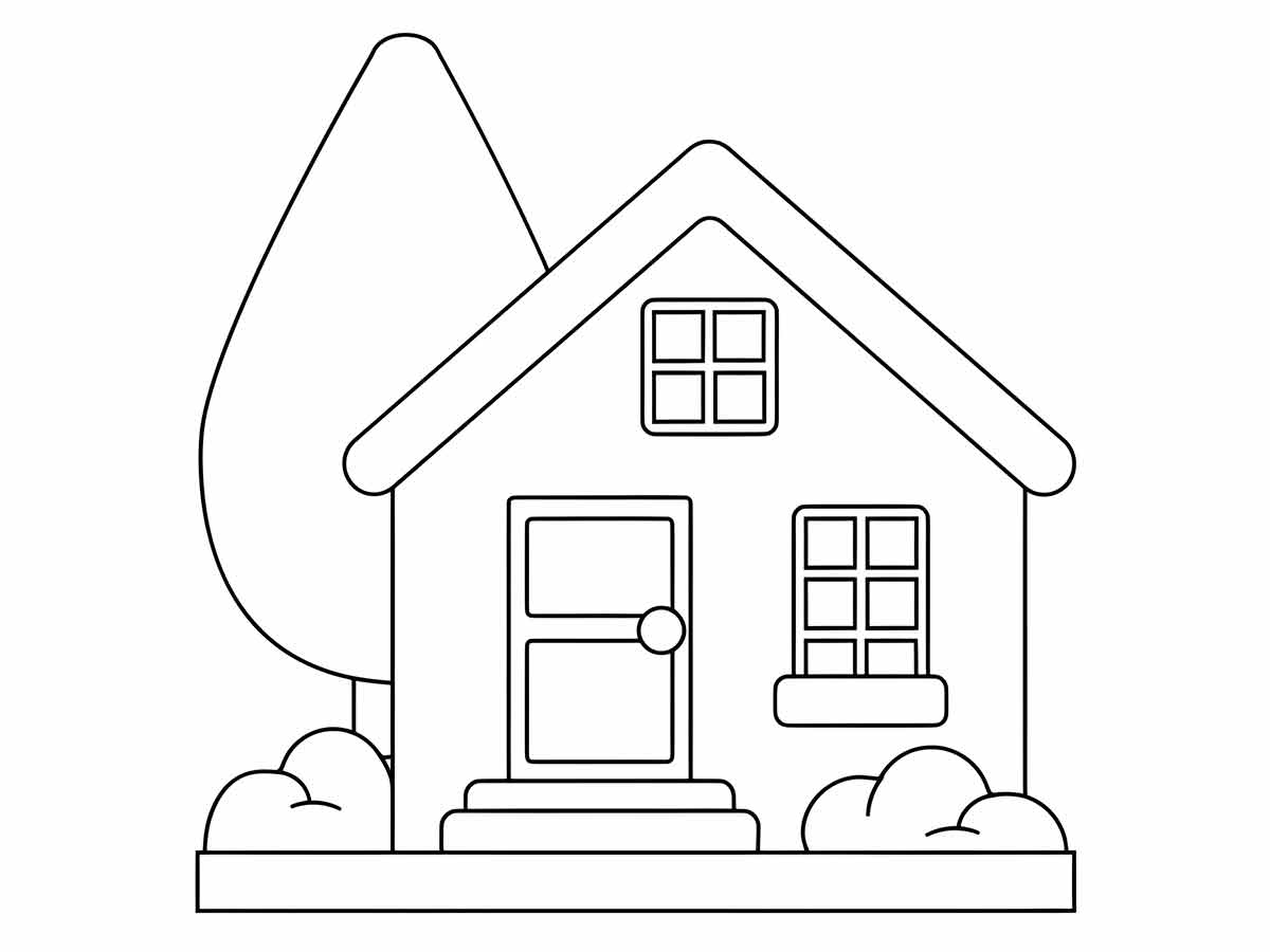 Easy Small House Coloring Page