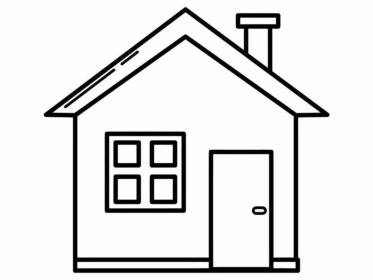 Educational House with Triangular Roof Coloring Page