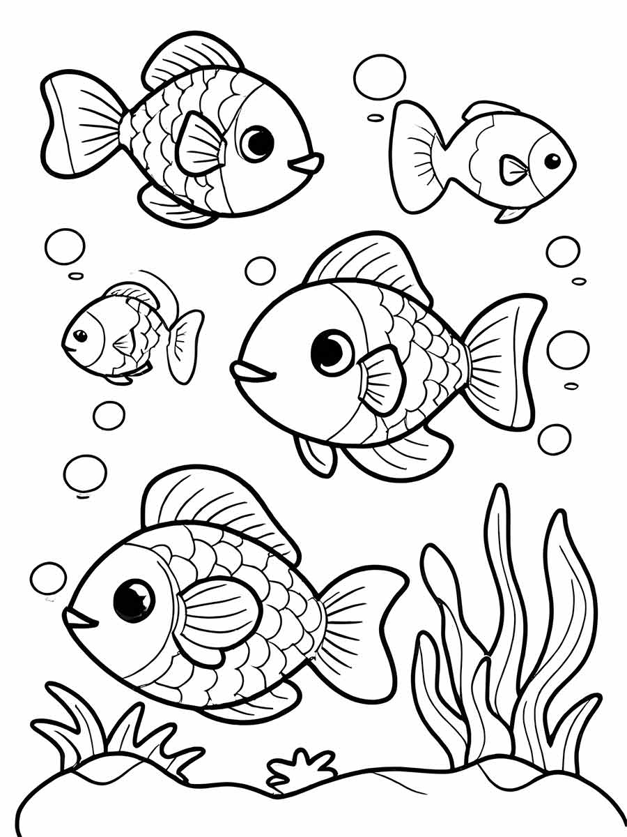 Fish coloring drawings