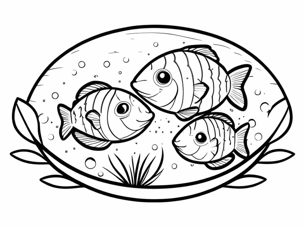 Fish coloring drawings to print