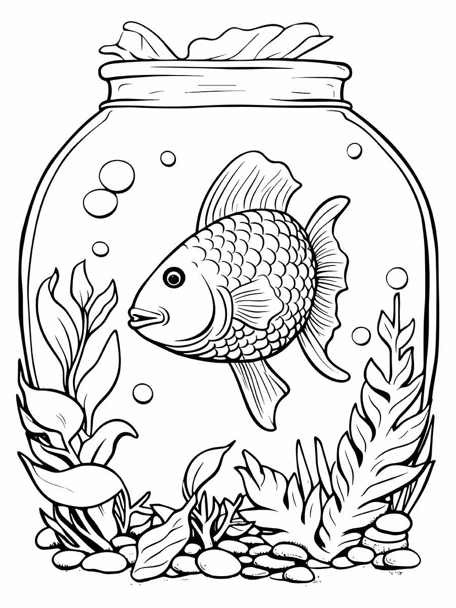 Fish in aquarium to color