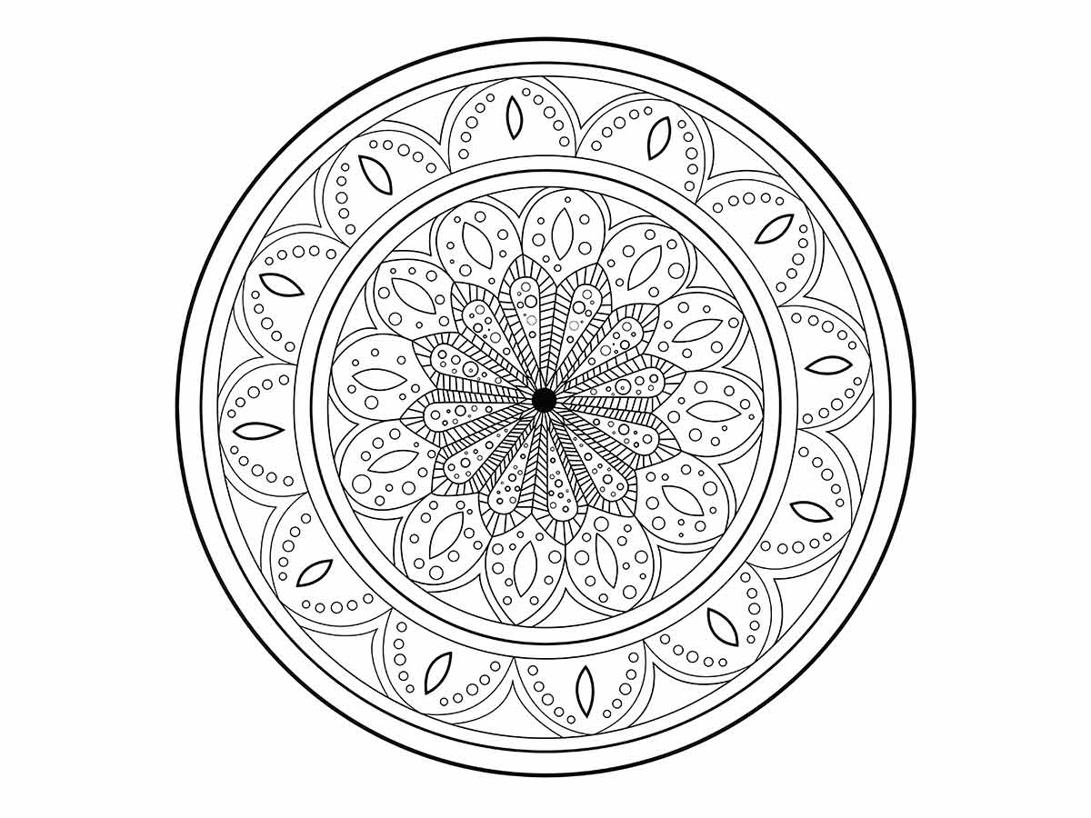 Flower and Circle Mandala Coloring Page