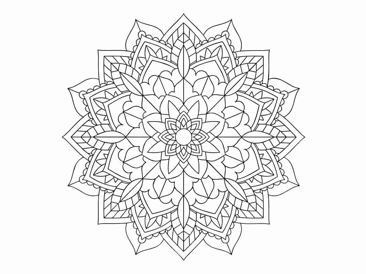 Geometric and Floral Mandala Coloring Page 2