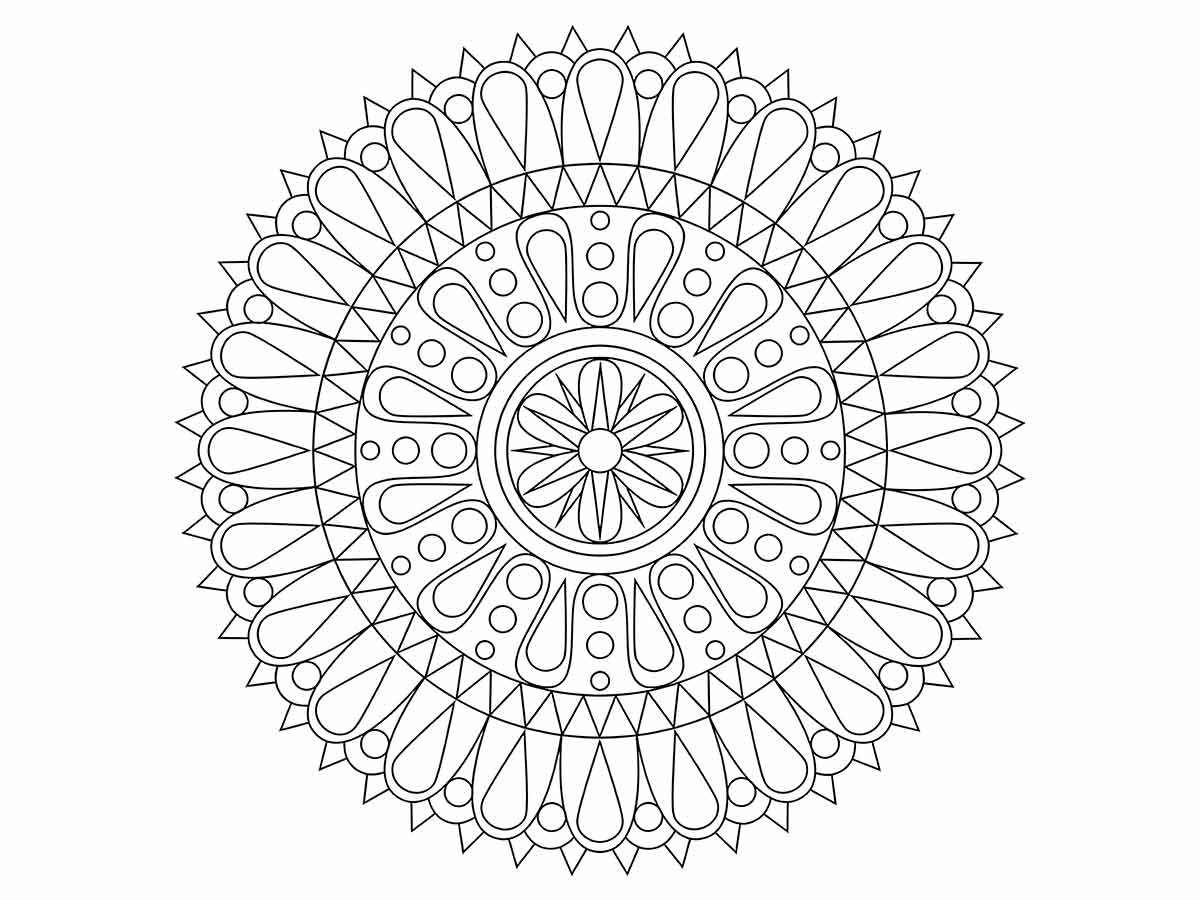 Geometric and Floral Mandala Coloring Page