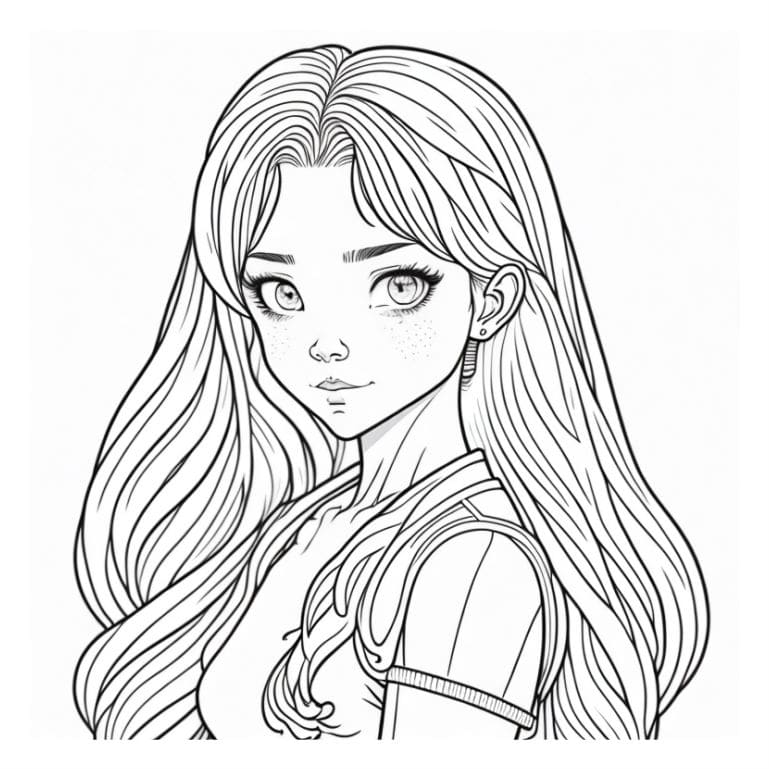 Girl coloring page 7.